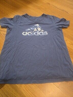 adidas Boys Blue Tee with Camo Trefoil Logo